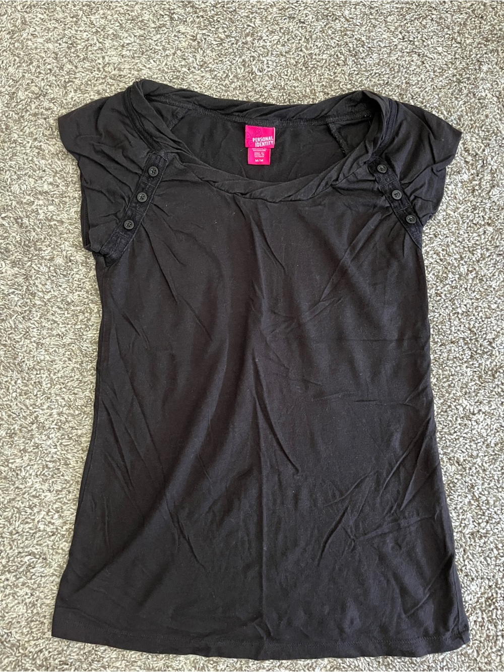 Personal Identity Y2K Black Button Short Sleeve Shirt